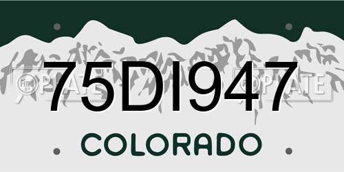 75DI947 Colorado License Plate