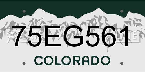 75EG561 Colorado License Plate