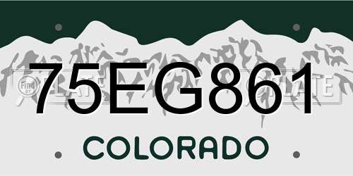 75EG861 Colorado License Plate