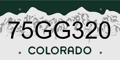 75GG320 Colorado License Plate