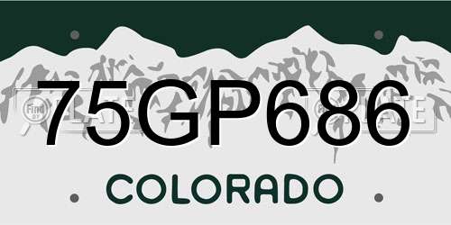 75GP686 Colorado License Plate
