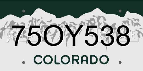 75OY538 Colorado License Plate