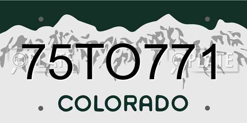 75TO771 Colorado License Plate