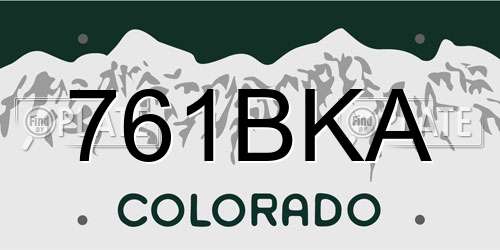 761BKA Colorado License Plate