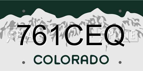 761CEQ Colorado License Plate