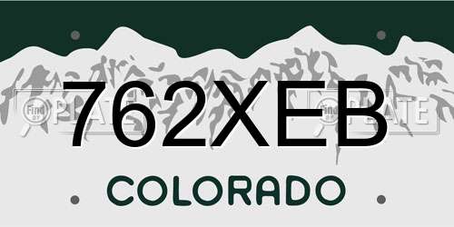 762XEB Colorado License Plate