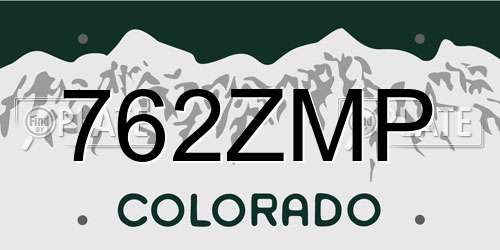 762ZMP Colorado License Plate