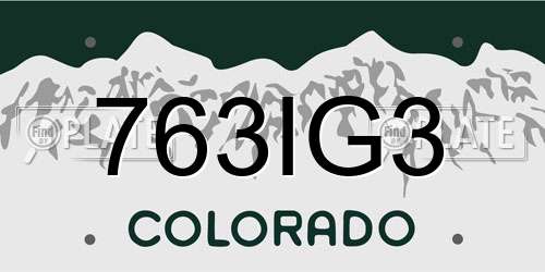 763IG3 Colorado License Plate