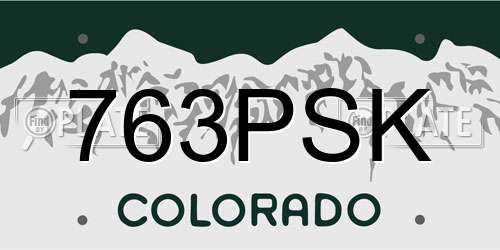 763PSK Colorado License Plate