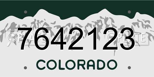 7642123 Colorado License Plate