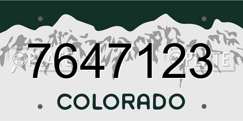 7647123 Colorado License Plate