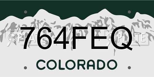 764FEQ Colorado License Plate