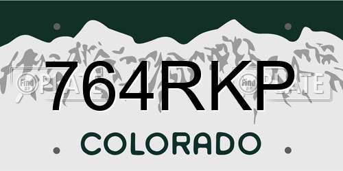764RKP Colorado License Plate