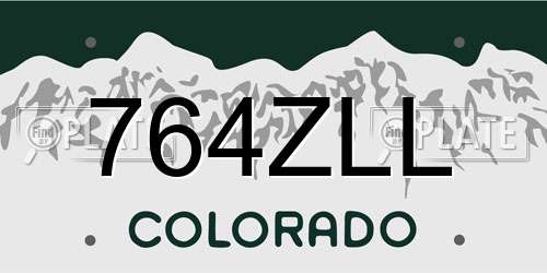 764ZLL Colorado License Plate