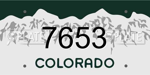 7653 Colorado License Plate