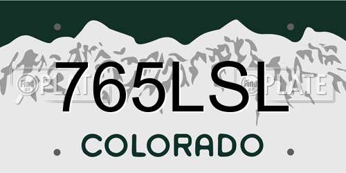 765LSL Colorado License Plate