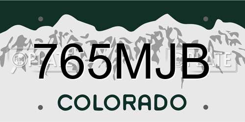 765MJB Colorado License Plate