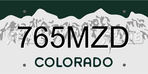 765MZD Colorado License Plate