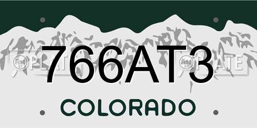 766AT3 Colorado License Plate