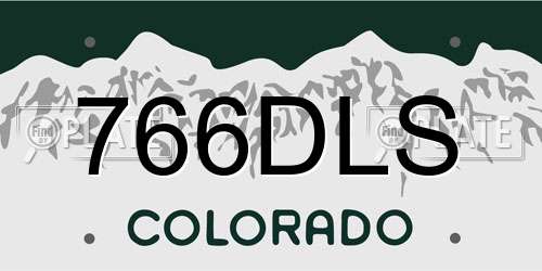 766DLS Colorado License Plate