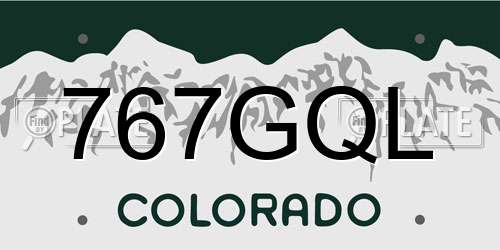 767GQL Colorado License Plate