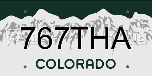767THA Colorado License Plate