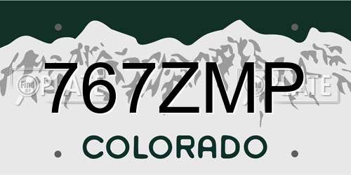 767ZMP Colorado License Plate