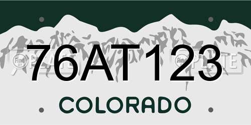 76AT123 Colorado License Plate
