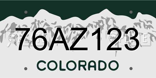 76AZ123 Colorado License Plate