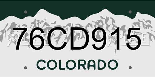 76CD915 Colorado License Plate