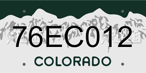76EC012 Colorado License Plate