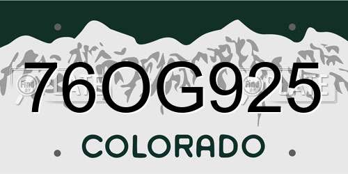 76OG925 Colorado License Plate