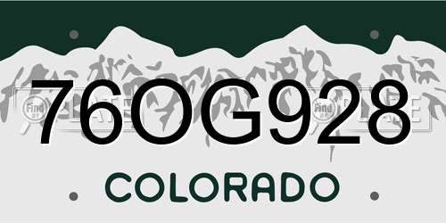 76OG928 Colorado License Plate
