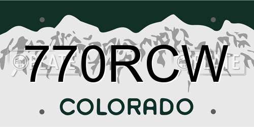 770RCW Colorado License Plate