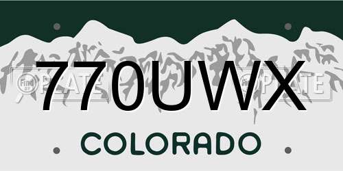 770UWX Colorado License Plate