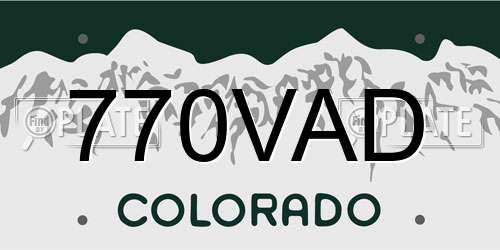 770VAD Colorado License Plate
