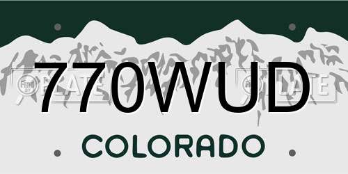770WUD Colorado License Plate