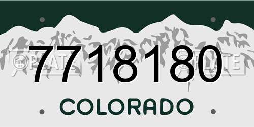 7718180 Colorado License Plate