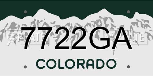 7722GA Colorado License Plate