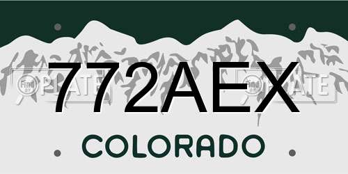 772AEX Colorado License Plate