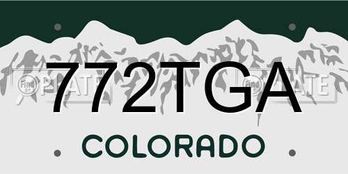 772TGA Colorado License Plate