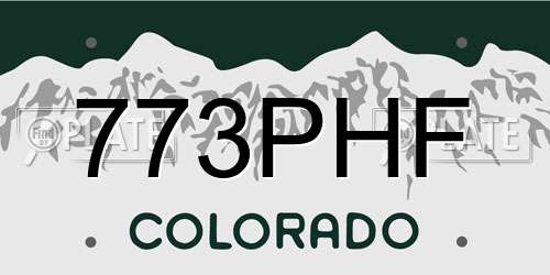 773PHF Colorado License Plate