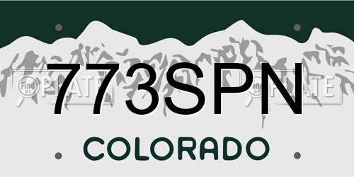 773SPN Colorado License Plate