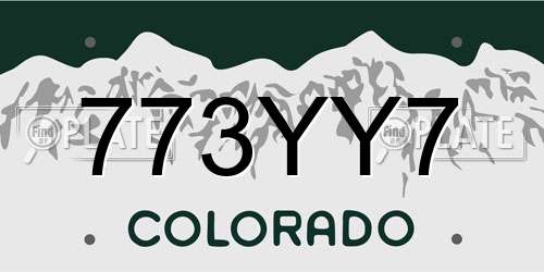 773YY7 Colorado License Plate