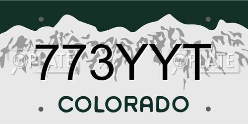 773YYT Colorado License Plate