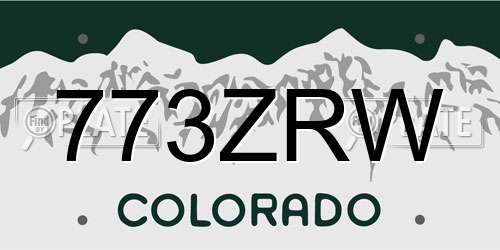 773ZRW Colorado License Plate