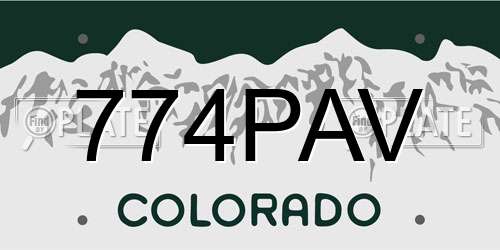 774PAV Colorado License Plate