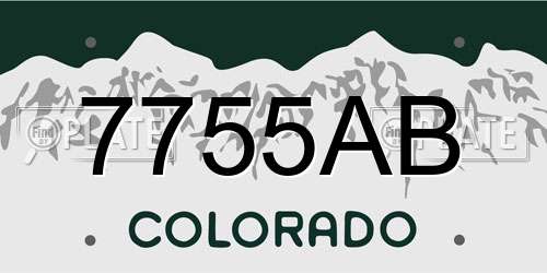 7755AB Colorado License Plate