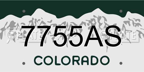 7755AS Colorado License Plate