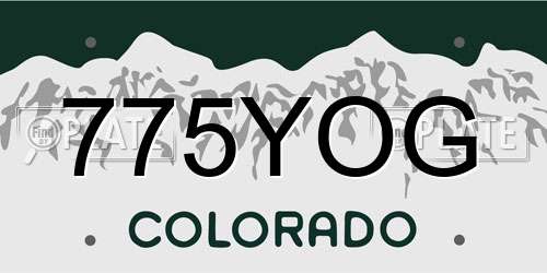 775YOG Colorado License Plate